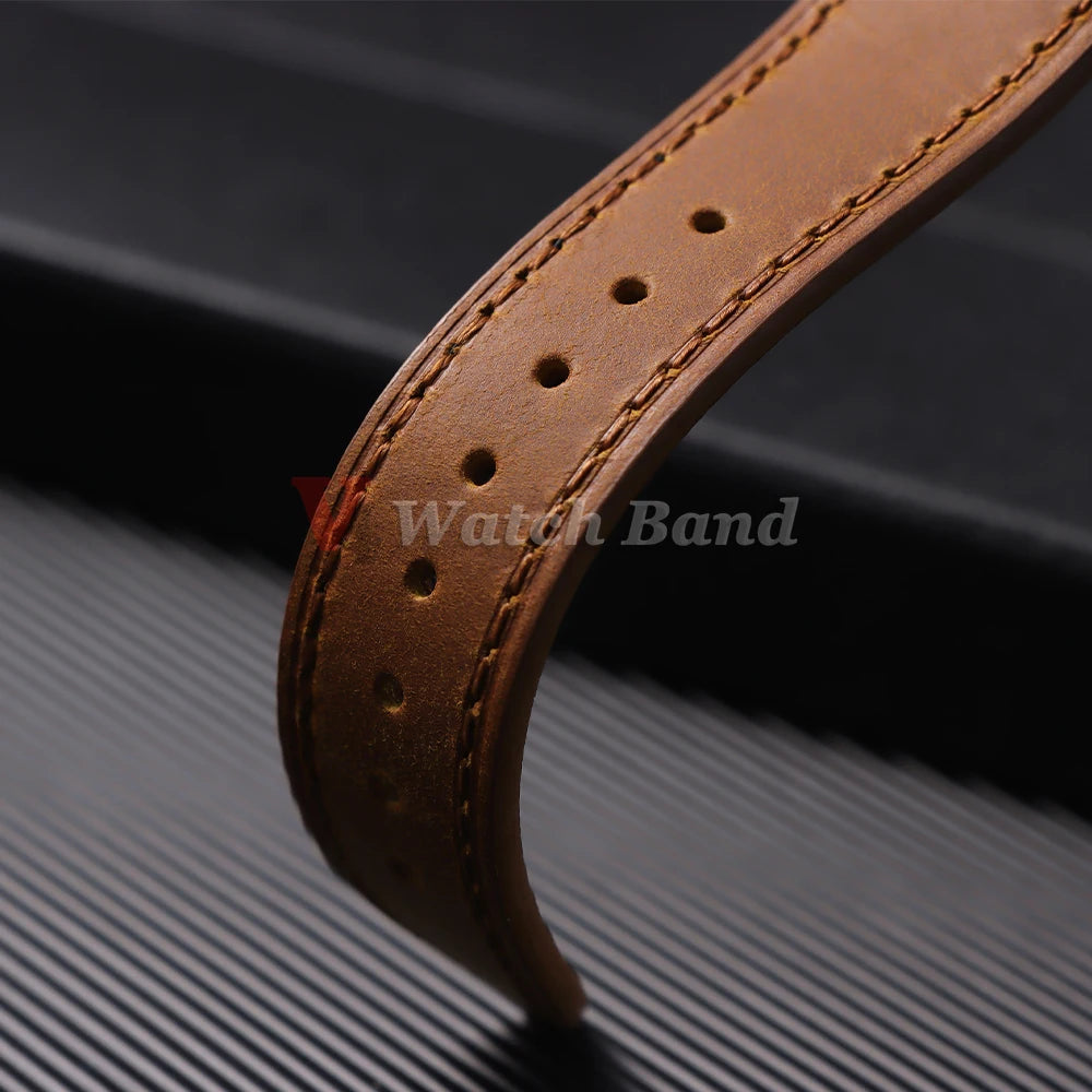 19mm 21mm Genuine Calfskin Leather Watchband for Omega Business Belt for Seiko 18/20/22/24mm Butterfly Buckle Brown Watch Straps