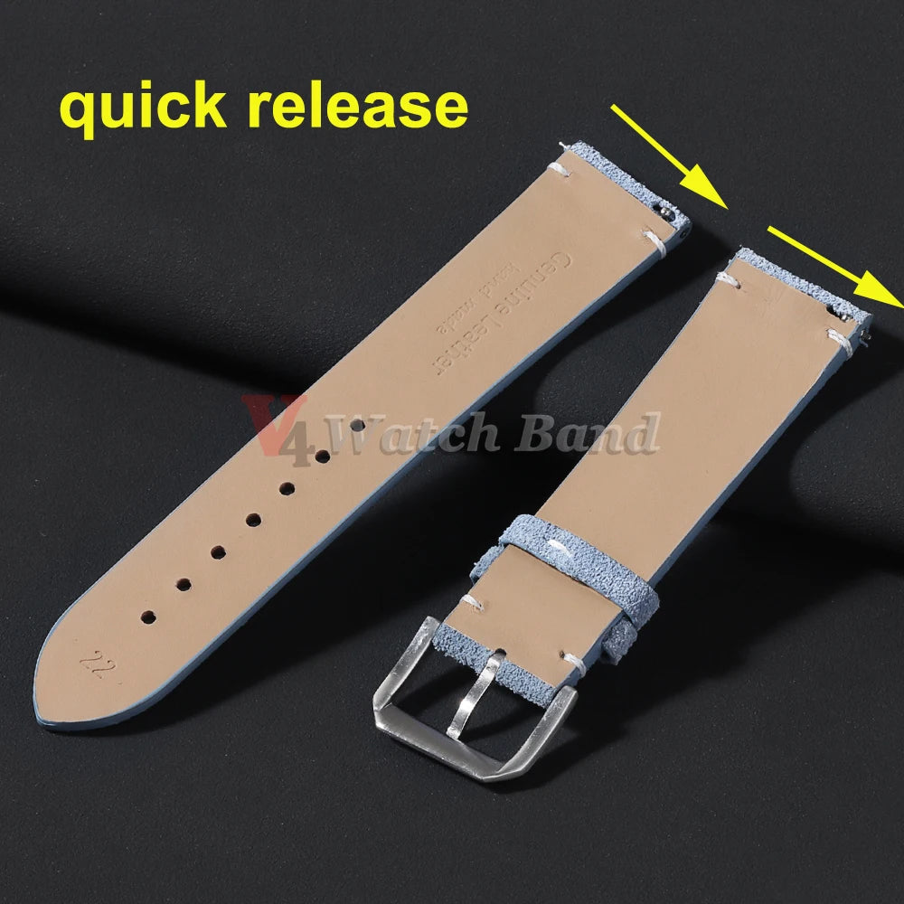 Quick Release Soft Suede Strap for Seiko Wristband 20mm 22mm Brown Blue Grey Watch Bands Calfskin Bracelet Women&Men Accessories