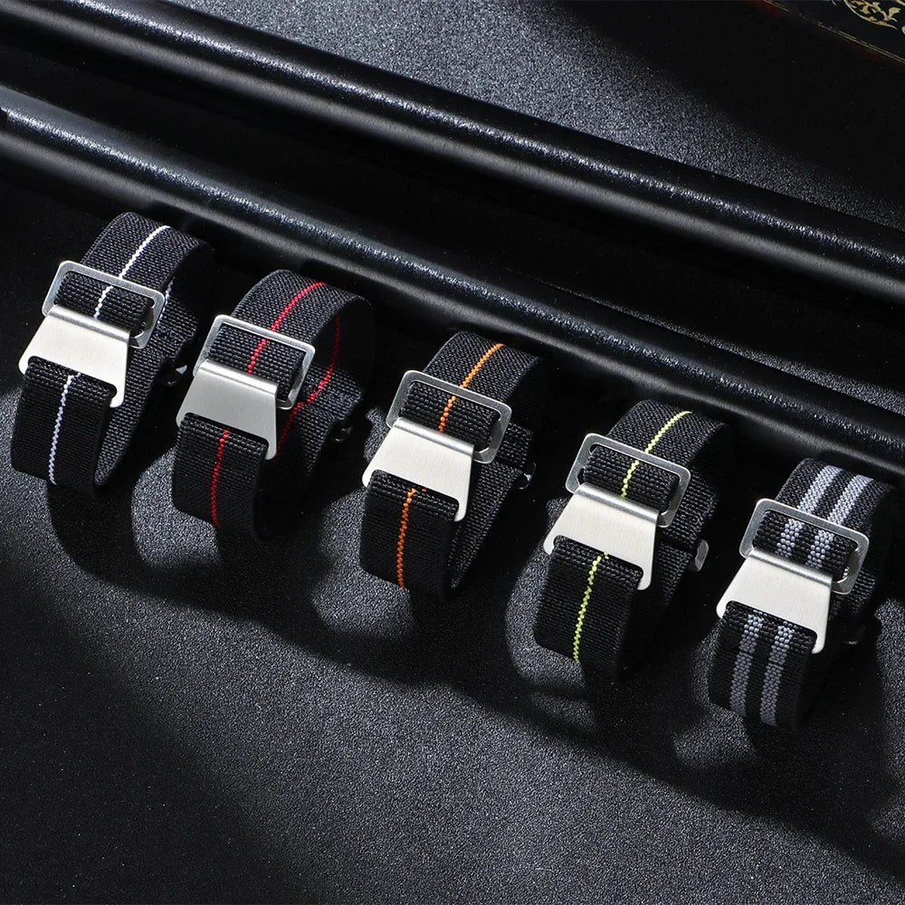 18/20/22mm Nylon Watchband for Seiko Army Military Woven Elastic Strap for French Troops Parachute Bag Universal Men Sport Band
