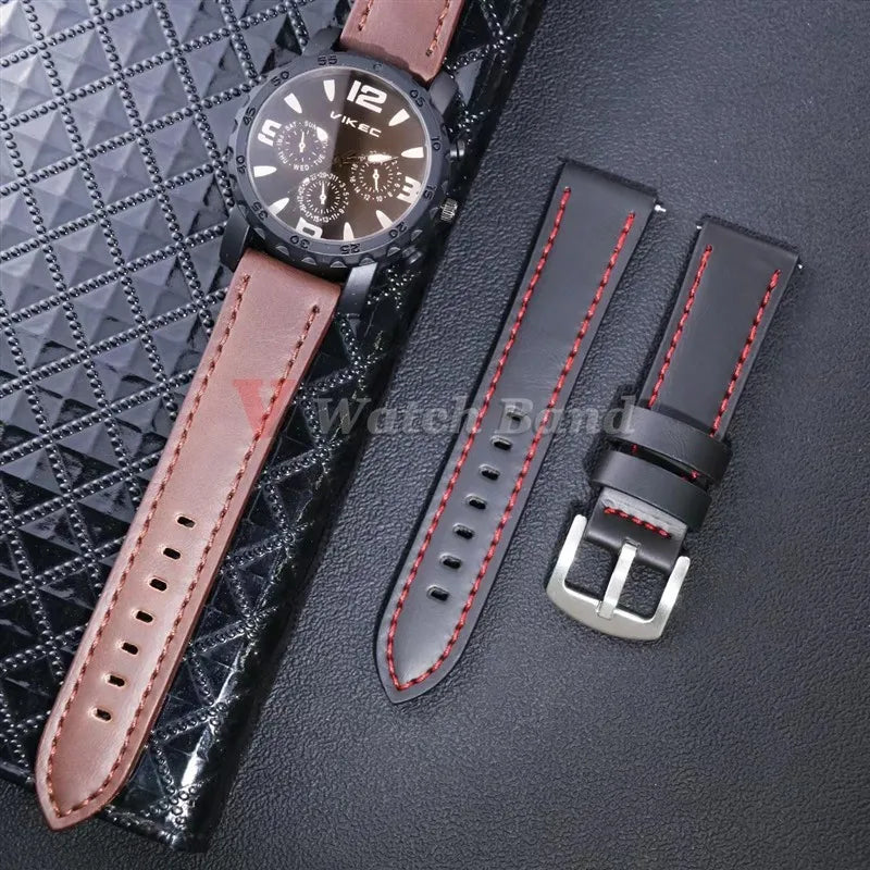 18mm 20mm 22mm 24mm Vintage PU Leather Strap Quick Release Universal Cowhide Watch Band Bracelet Sport Wristbelt Accessories