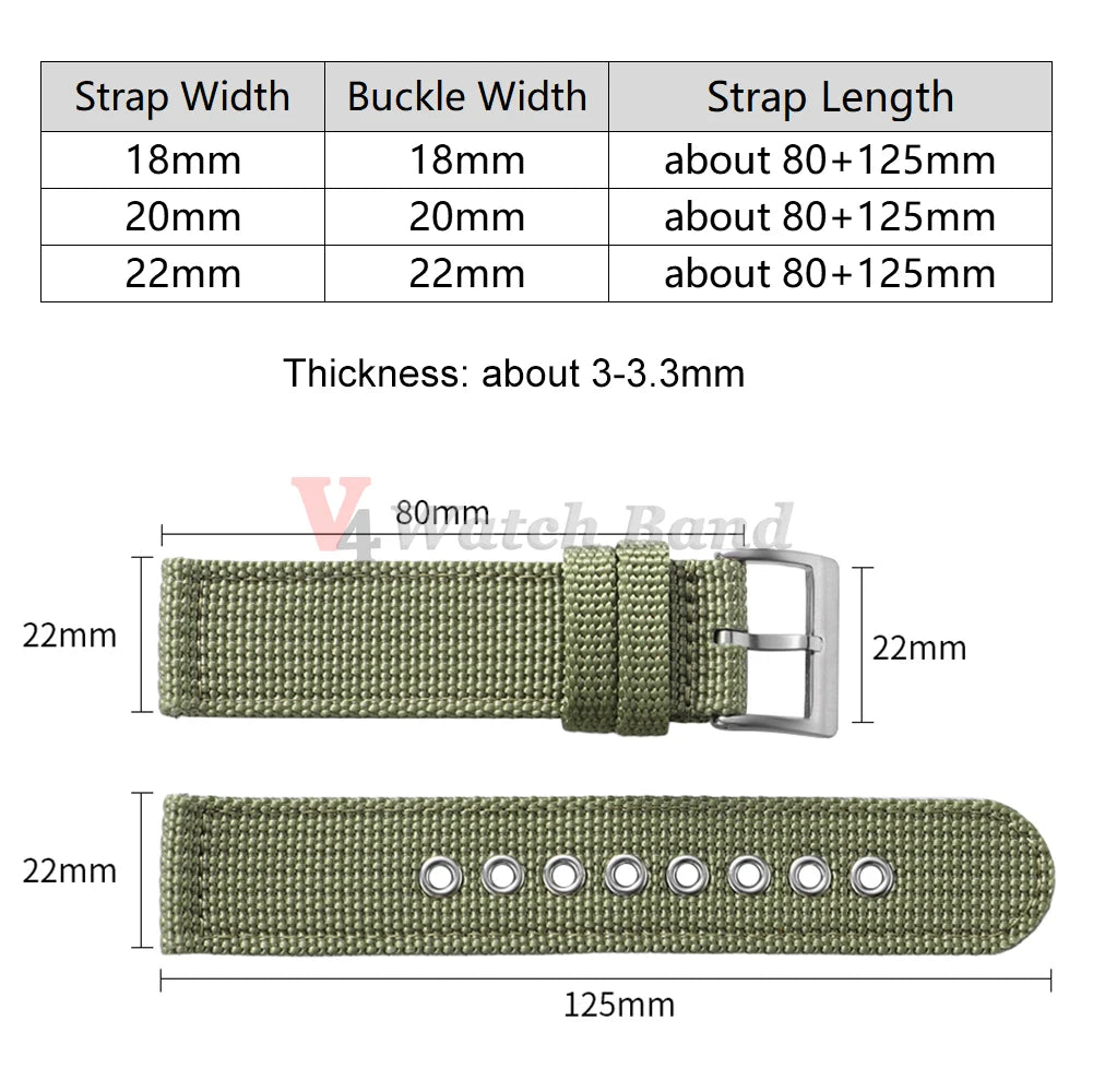Nylon Watch Band for Seiko Army Military Canvas Woven Nylon Strap 18mm 20mm 22mmQuick Release Wristband Men's Sport Watch Bandss