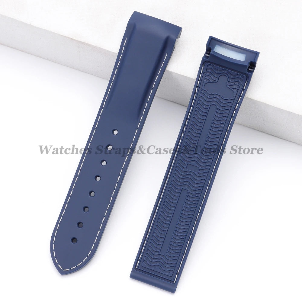 20mm 22mm Rubber Silicone Watchbands for Omega for Seamaster 300 for Speedmaster for Seiko Watchband Men Sport Curved End Strap