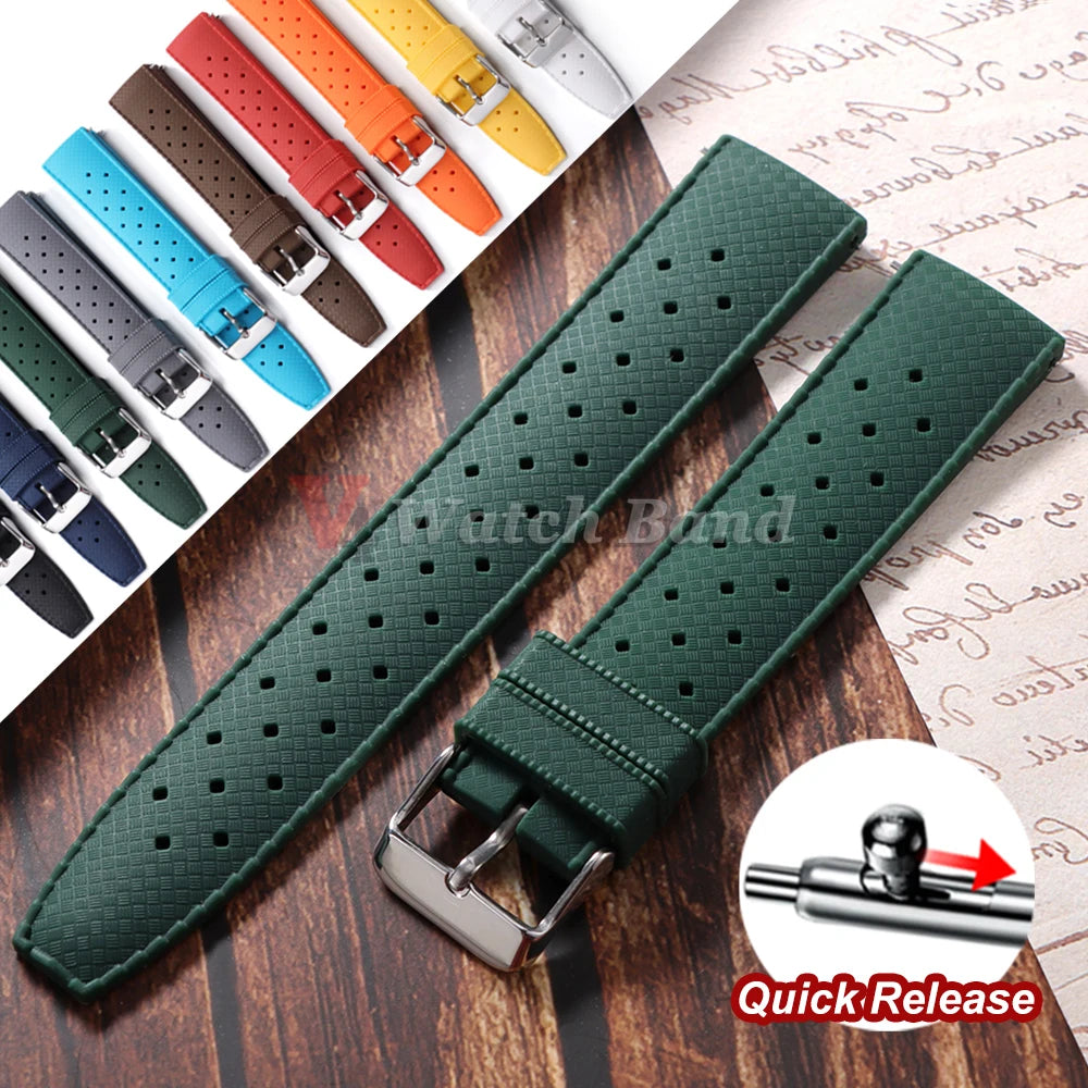 Premium Grade Tropical Rubber Watch Strap 20mm 22mm for Seiko SRP7J1 Watch Bands Diving Waterproof Strap Flat Universal Bands
