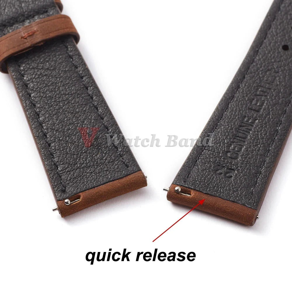Vintage Brown Watch Band Butterfly Buckle Stitching Cowhide Strap for Omega 18/19mm 20/21mm 22/24mm for Wrist Bracelet for Seiko