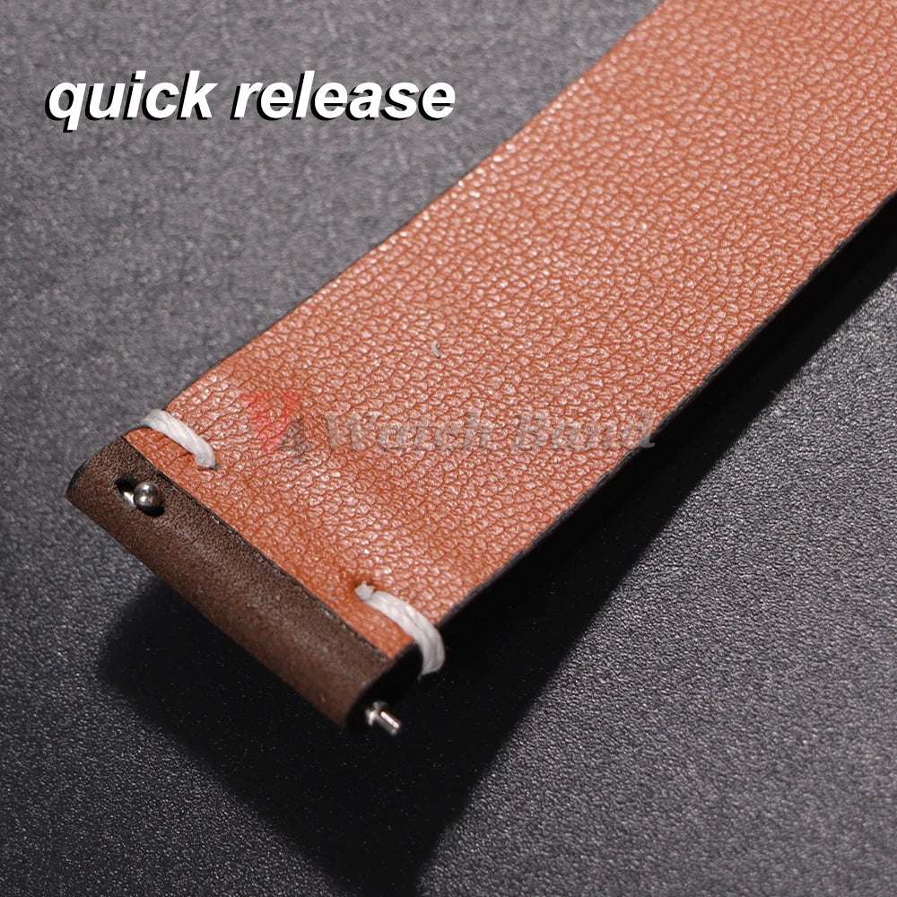 Vintage Stitching Strap for Samsung Galaxy Watch6 5 4 Quick Release Butterfly Buckle Soft Wristband for Seiko 20mm 22mm Bracelet