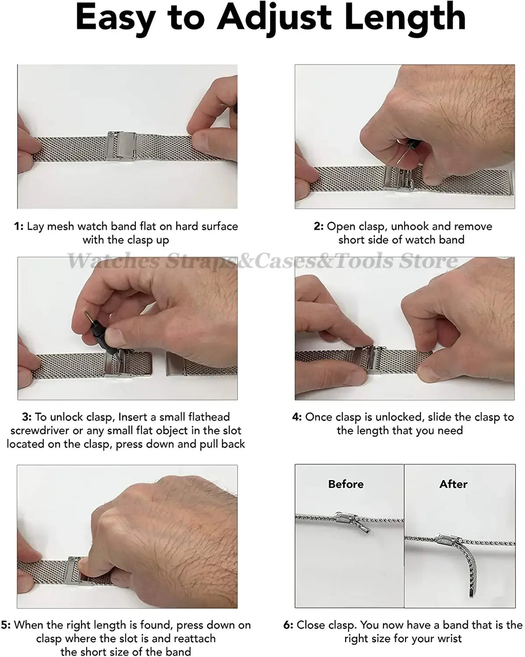 0.6mm 1.0mm Milanese Mesh Watchband 18mm 20mm 22mm 24mm Stainless Steel Bracelet 3mm Thick Strap Heavy Wristband with free tool