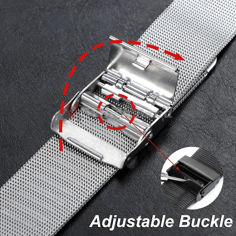 0.4 Milanese Mesh Loop Stainless Steel Watch Band Metal Strap for DW for Omega Black Gold Bracelet 18mm 20mm 22mm Bracelet