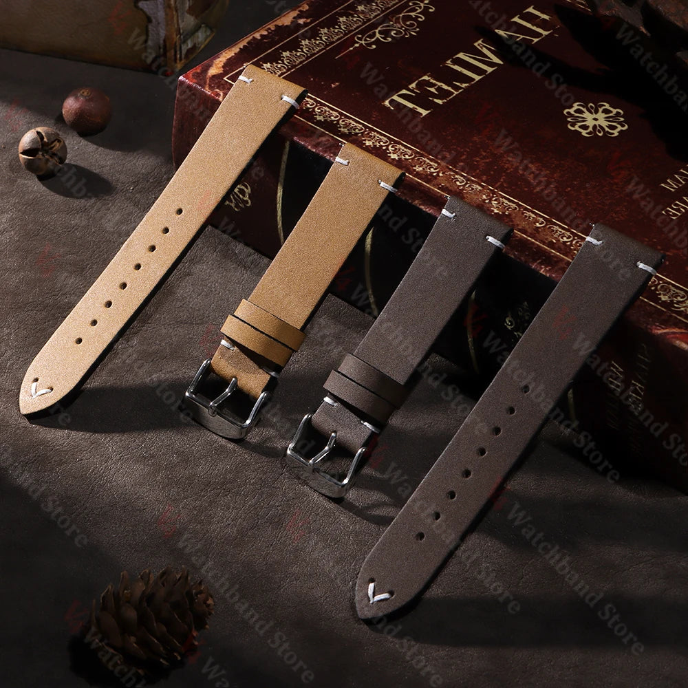 18mm 20mm 22mm Vintage Watchband Handmade Stitching Strap for Omega for Seiko Smartwatch Replacement Wristband Men Accessories