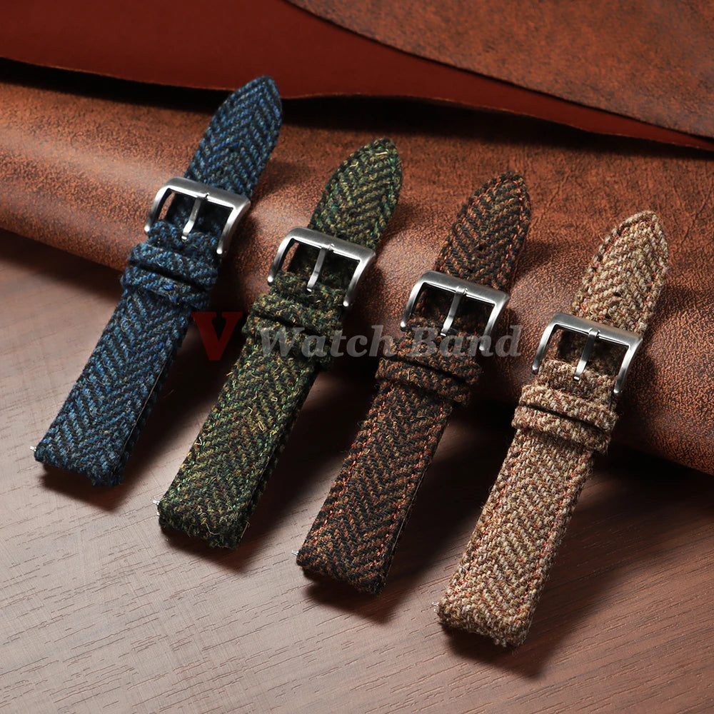 Quick Release Weave Bracelet for Omega for Seiko Vintage Genuine Cowhide Tweed Nylon Strap 18mm 20mm 22mm Smartwatch Watch Band