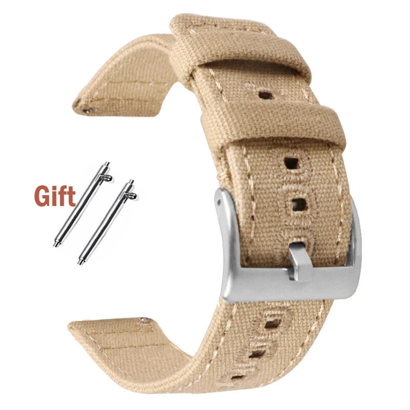 Braided Canvas Watch Band for Samsung Galaxy 3/4 40mm 44mm Classic 46/42mm Quick Release Bracelet for Huawei Strap18mm 20mm 22mm