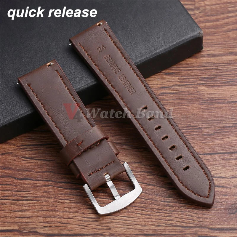 18mm 20mm 22mm 24mm Vintage PU Leather Strap Quick Release Universal Cowhide Watch Band Bracelet Sport Wristbelt Accessories