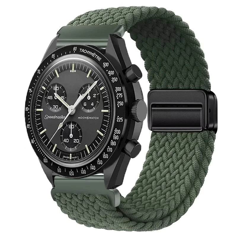 Nylon Loop Strap For Omega X Joint MoonSwatch Magnetic Weave Bracelet 20mm For Amazfit Active 2 GTR 42mm Samsung Gear S2 Classic