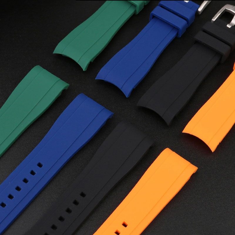 For Seiko ForCitizen Curved End Silicone Strap for Rolex Arc Rubber Watch Band for Swatch for Omega Joint Model Bracelet 20/22mm