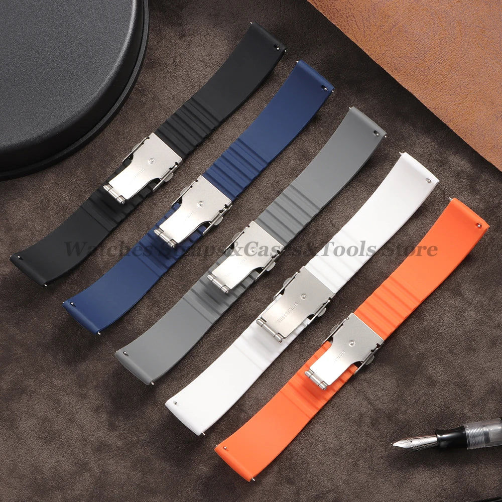 18mm 20mm 22mm 24mm Silicone Watch Strap for Rolex for Seiko Quick Release Bracelet Waterproof Rubber Strap Men Sport Wrist Band