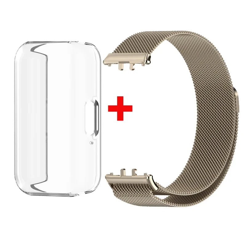 Case+Milanese Strap For Samsung Galaxy Fit 3 Full Protector Cover Band For Samsung Galaxy Fit 3 SM-R390 Magnetic Watchband