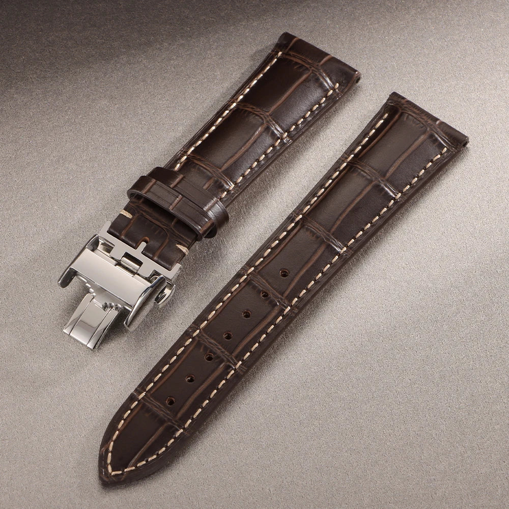 18mm 19mm 20mm 21mm 22mm Cowhide Watch Strap for Longines Replacement Bracelet Universal Metal Butterfly Clasp Wrist Band