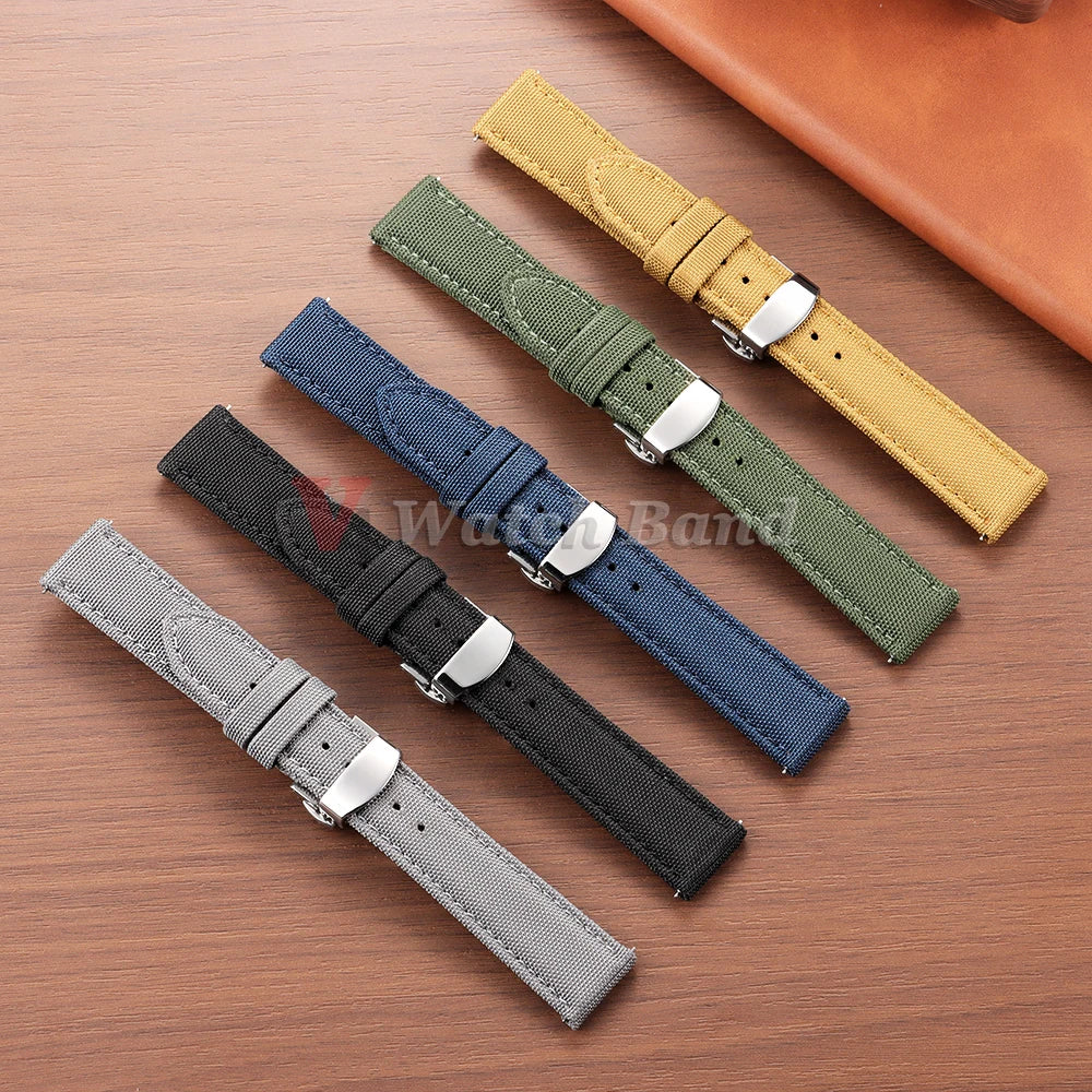 QuickRelease Nylon Watchband for Hamilton Military Sailcloth Watch Strap 20mm 22mm for Omega for Seiko Business Butterfly Buckle