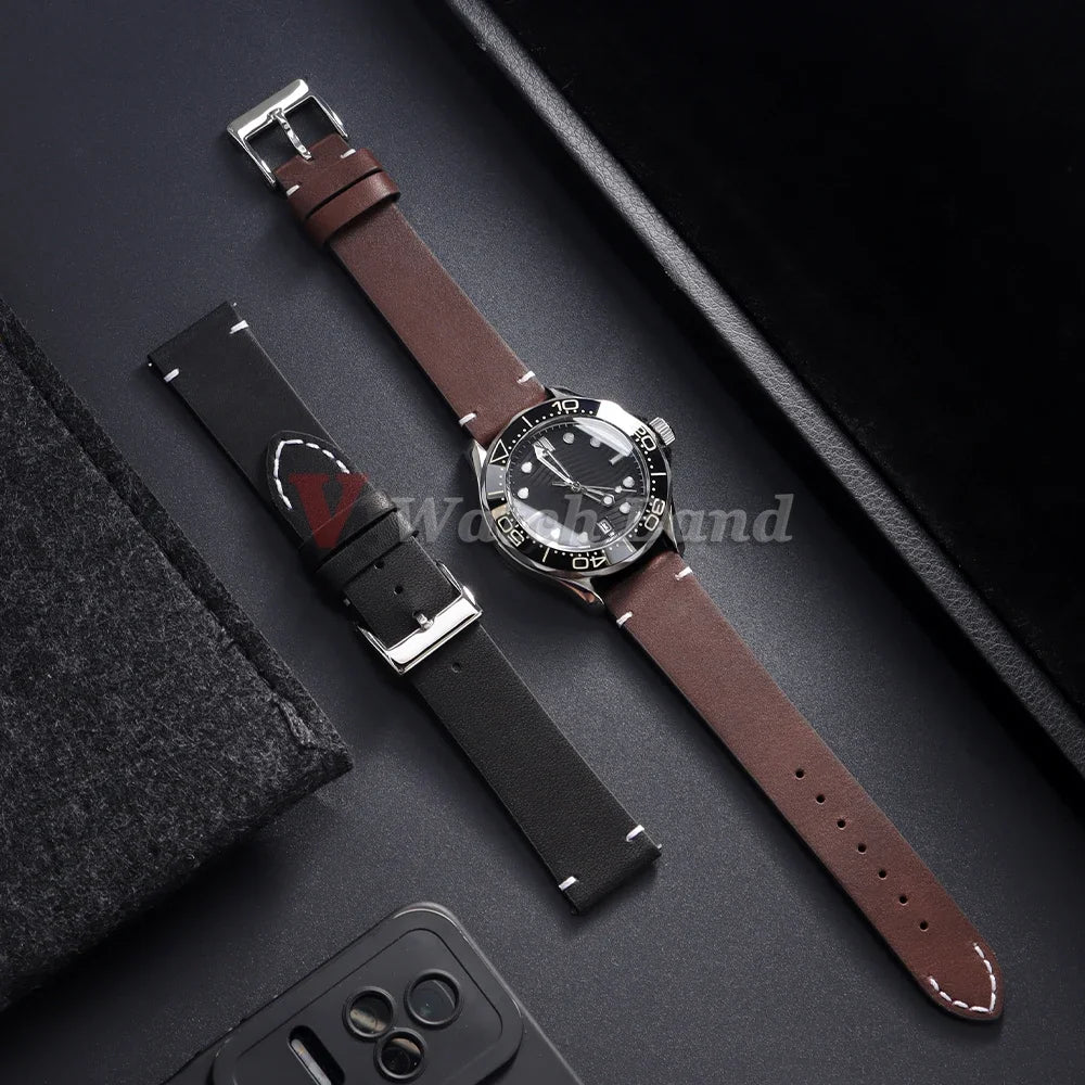 12/14/16/18/20/22/24mm Genuine Cowhide Strap for Seiko Watch Band for Omega for Panerai Bracelets 20mm 22mm 24mm Wristbelt Bands