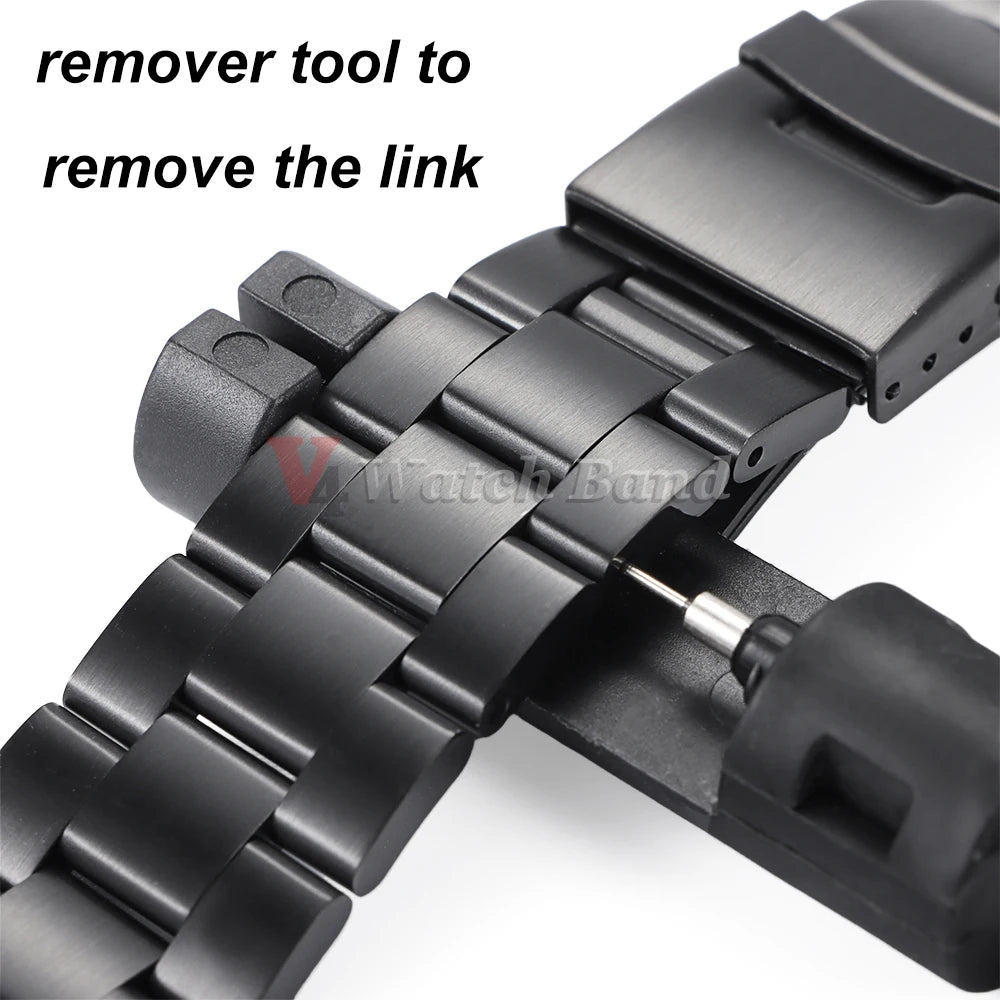 18/19/20/21/22/23/24mm 316L Stainless Steel Black Silver Arc End Watchband for Seiko Strap for Skx007/Skx009 Sport Belt Bracelet