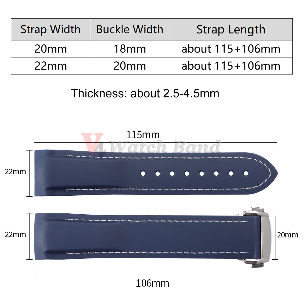 Rubber Strap for Omega Seamaster 20mm 22mm Rubber Silicone Universal Watch Band Waterproof Wrist Bracelet for Rolex for Tudor