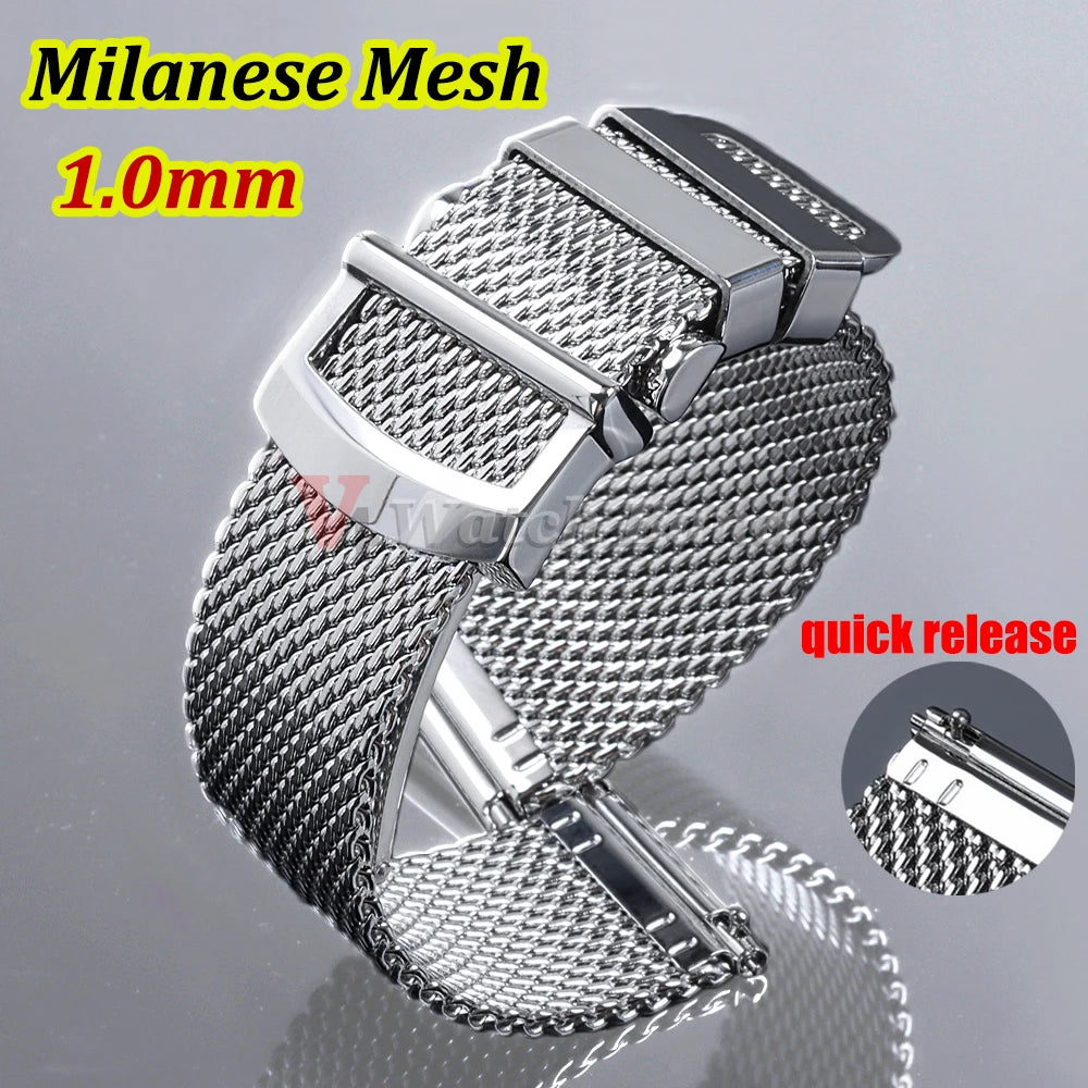 1.0mm Milanese Metal Band for IWC Bracelet for Seiko Mesh Watch Strap for DW 3mm Thickness  20mm 22mm Stainless Steel Wristband