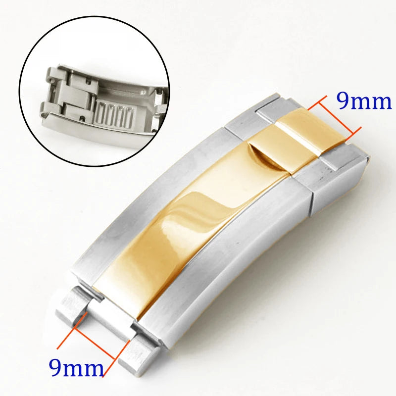 Watch Band Clasp 9x9mm for Rolex Stainless Steel Fine-tuning Pull Button Watch Buckle for DAYTONA SUBMARINER GMT Yacht-Master