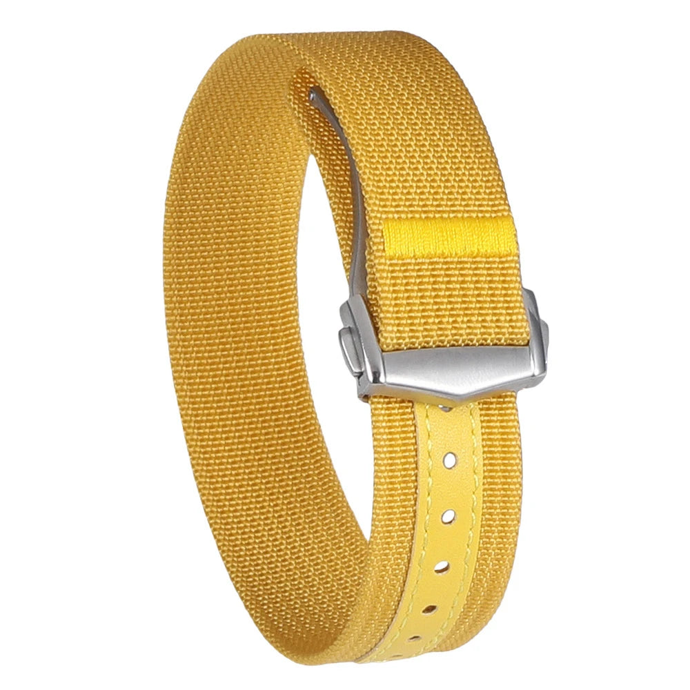 Premium Ribbed 20mm 22mm Watch Band Deployant Clasp Nylon Watch Strap for Omega Folding Buckle Watchband Sport Wristband For Men