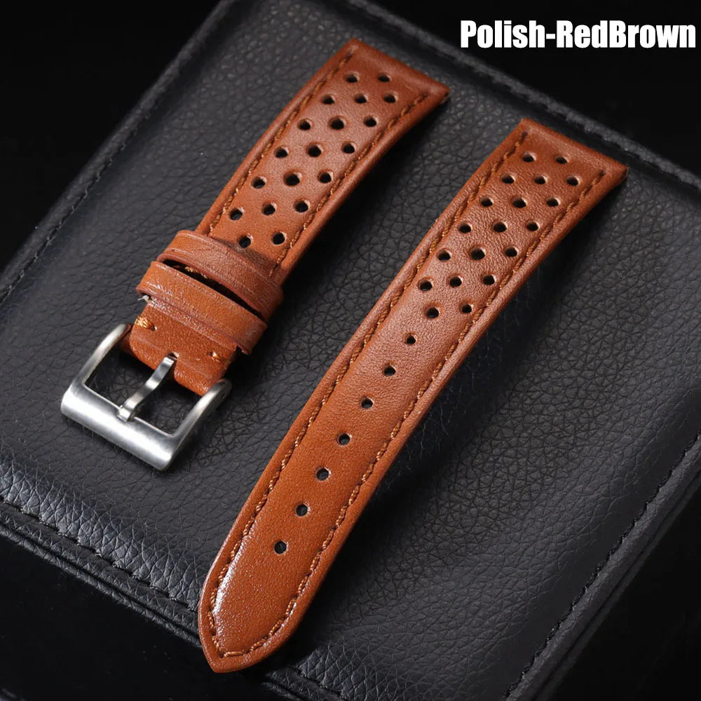 Genuine Cowhide Strap for Samsung Galaxy Watch 6 5 4 Soft Breathable Retro Wristband for Seiko 20mm 22mm 18mm Bracelet Accessory