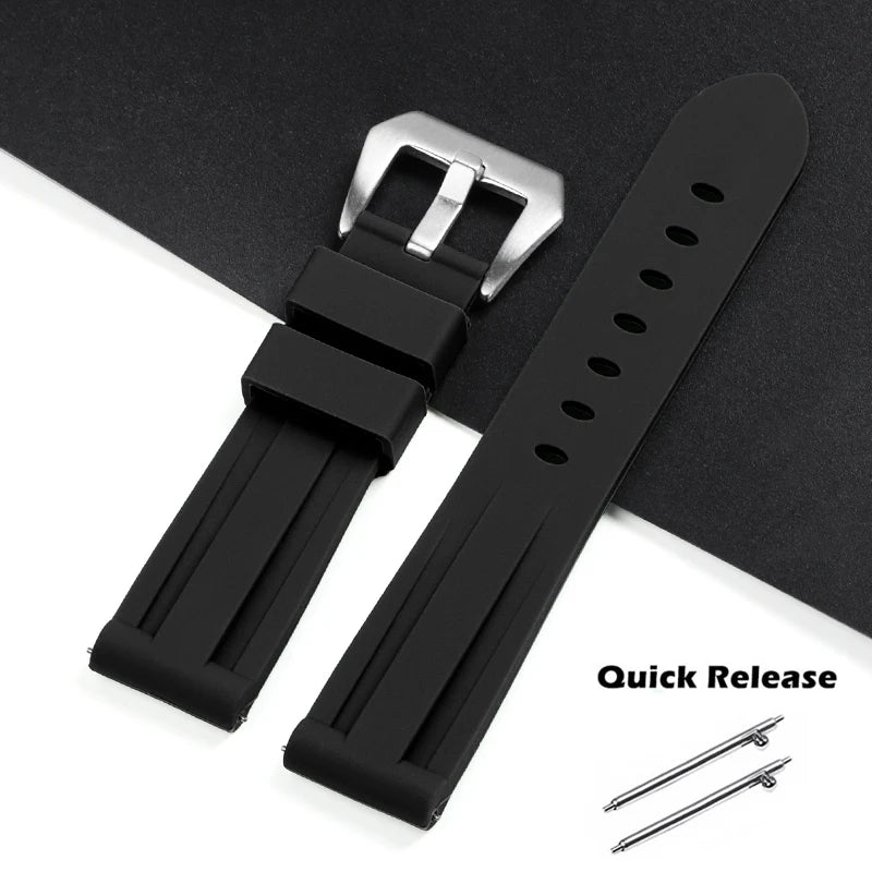 20 22mm Strap for Panerai PAM 24mm 26mm Watch Band for Omega for Seiko Quick Release Silicone Wristband for Casio Sport Bracelet