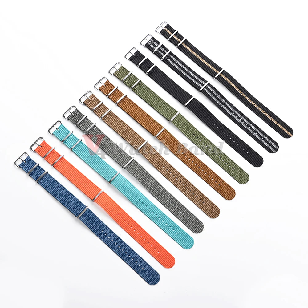 19mm 18mm 20mm 22mm Ribbed Nylon Watch Strap for Swatch for Omega for Rolex for Seiko for Moonswatch Army Military Watch Band