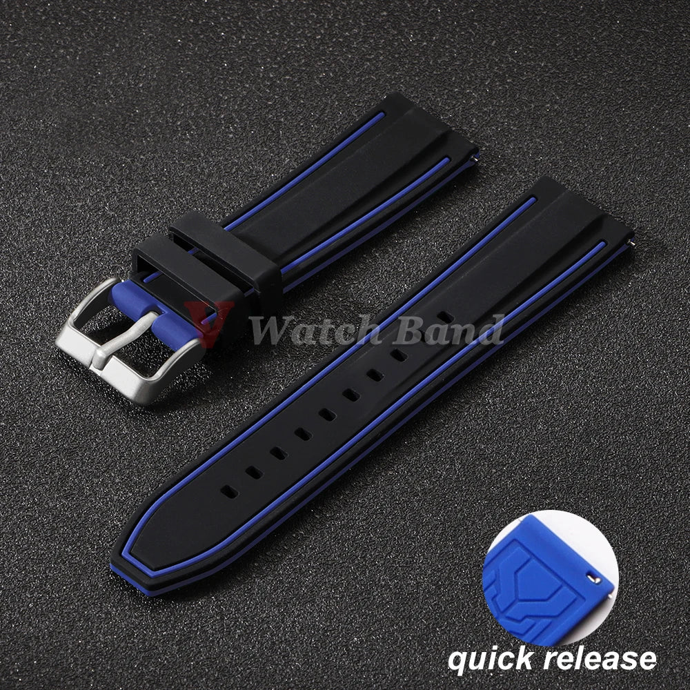 Silicone Watch Band 20mm 22mm 24mm Soft Quick Release Rubber Watch Straps for Samsung Galaxy for Garmin for Huawei Watch