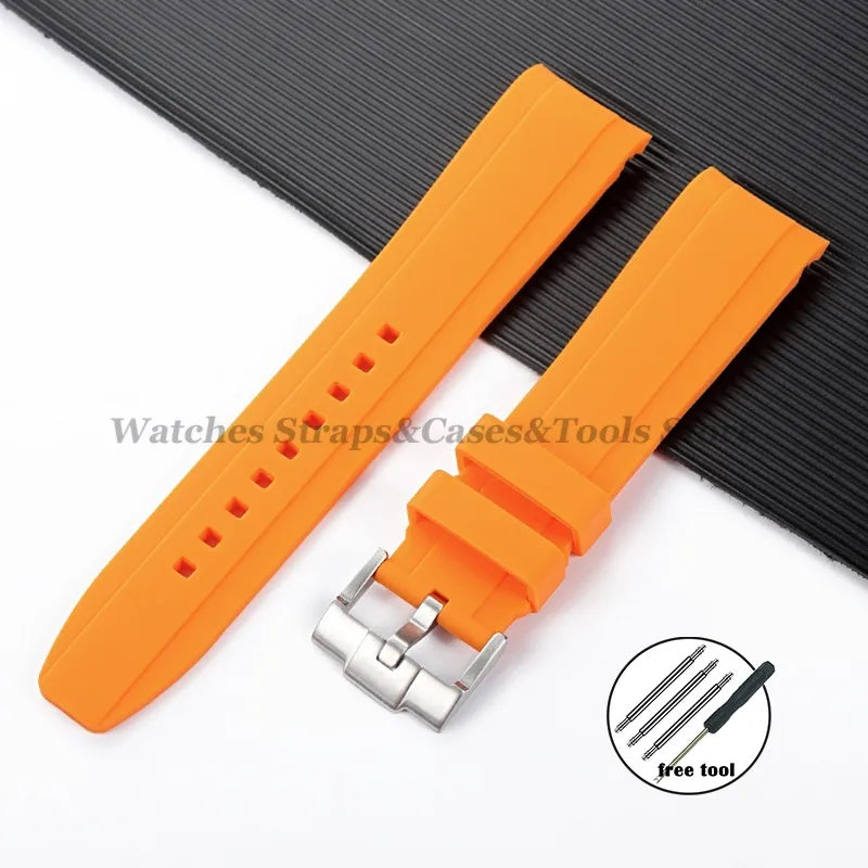 20mm 22mm Rubber Strap High Quality Curved End Silicone Watch Band for Swatch for Omega for Moonswatch for Rolex Waterproof Belt