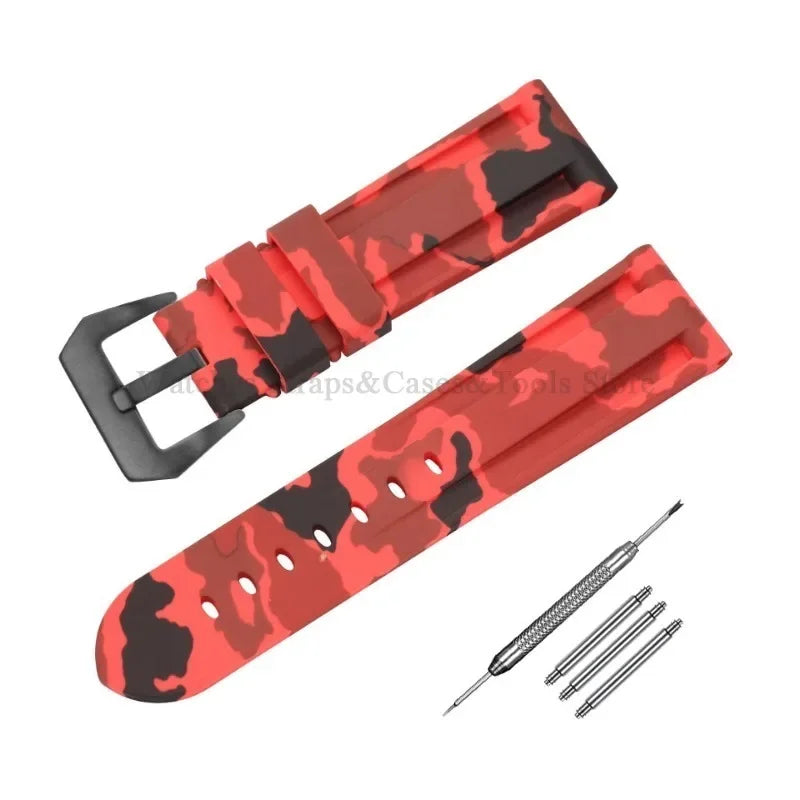 Camouflage Rubber Strap For Panerai Band 20mm 22mm 24mm 26mm Silicone MenSport Waterproof Wristband For Omega Universal Bracelet