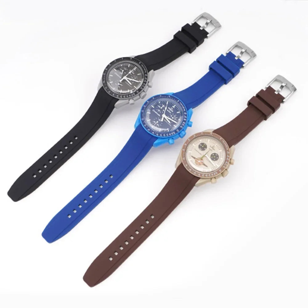 Curved End Watch Band for MoonSwatch Silicone Straps for Citizen 20mm 22mm Arc Rubber Sport Bracelet for Rolex Curved Straps