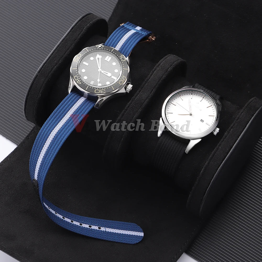 Black Gold Buckle Watch Band 20mm Men's Army Sports Breathable Braided Nylon Strap for Seiko Fabric Bracelet Wristbelt for Omega