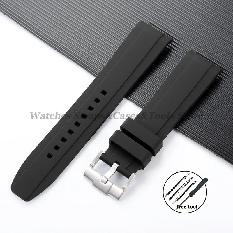 20mm 22mm Rubber Strap High Quality Curved End Silicone Watch Band for Swatch for Omega for Moonswatch for Rolex Waterproof Belt