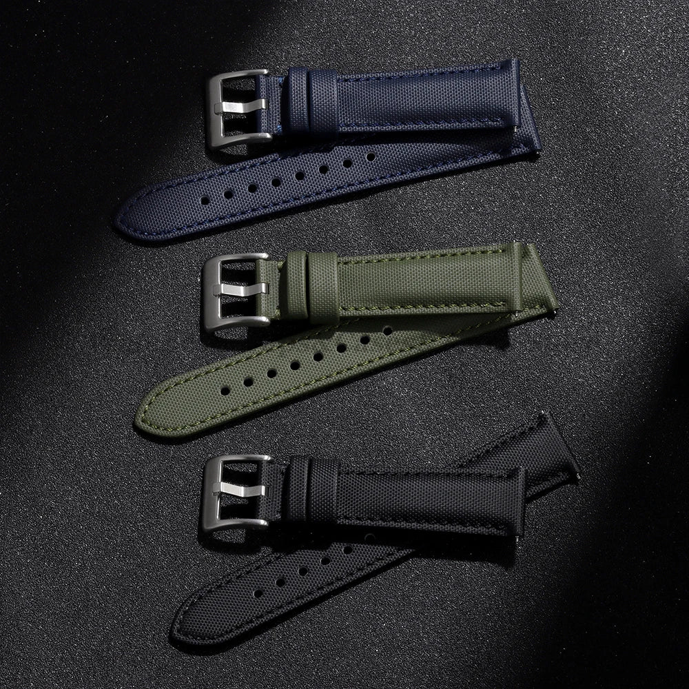 Sailcloth Nylon Watch Band 18mm 20mm 22mm for Huawei Watch Gt4 46mm Waterproof Fabric Watch Strap for Seiko Quick Release Belts