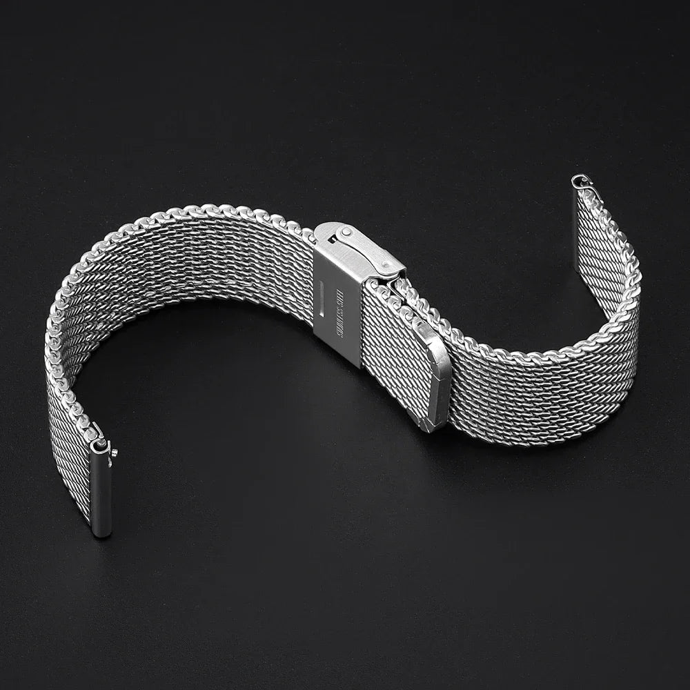 1.0mm Milanese Mesh Wrist Band18mm 20mm 22mm 24mm Watch Band Quick Release Stainless Steel Strap 3.0mm Thick Heavy Bracelet