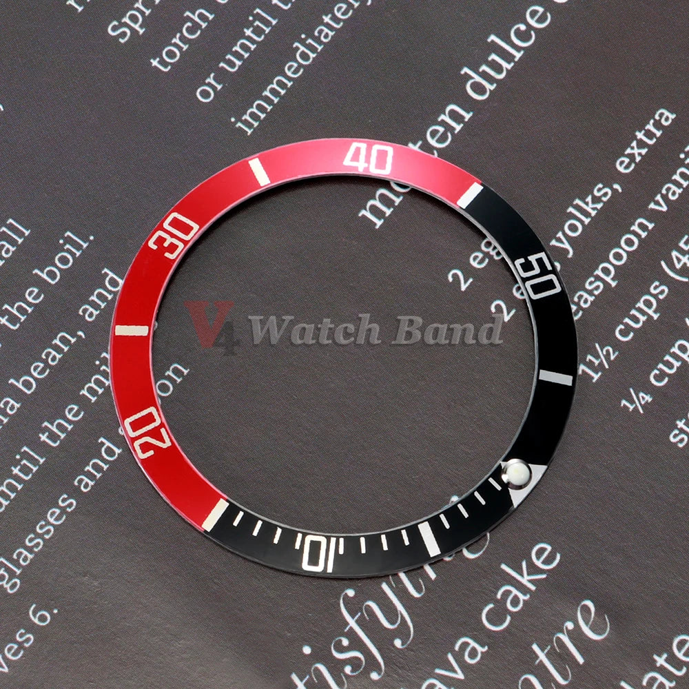 37mm Aluminium Ceramic Watch Bezel Insert Ring for Rolex Watch Case Alloy Insert Ring Slope GMT Diving Watch Part Accessories