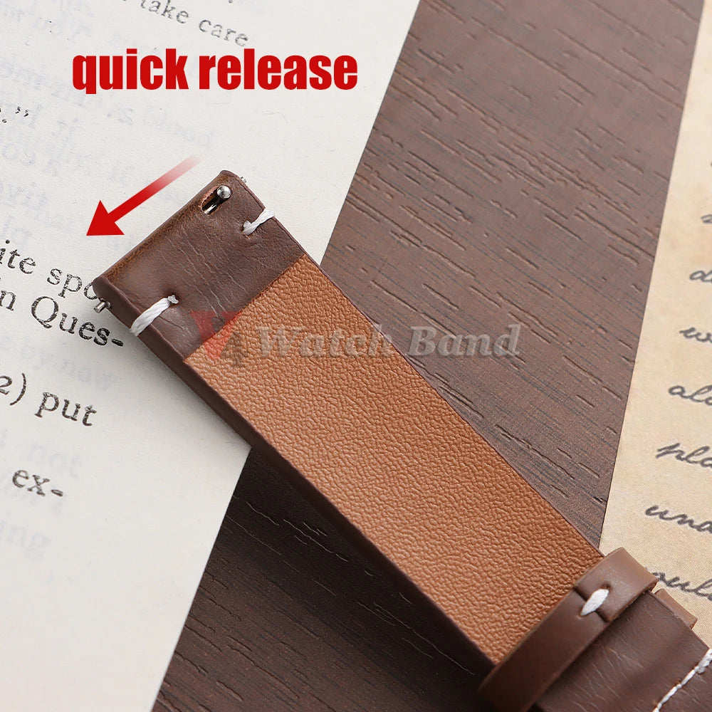 Quick Release Watch Strap 22mm 20mm 18mm Butterfly Buckle Stitching Brown Strap Calfskin Watchband for Omega Business for Seiko