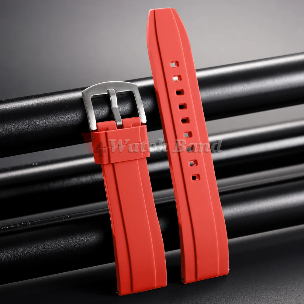 Watch Strap 20mm 22mm Universal Watch Band for Rolex for Omega Silicone Rubber Link Wrist Bracelet for Casio Soft for Smartwatch