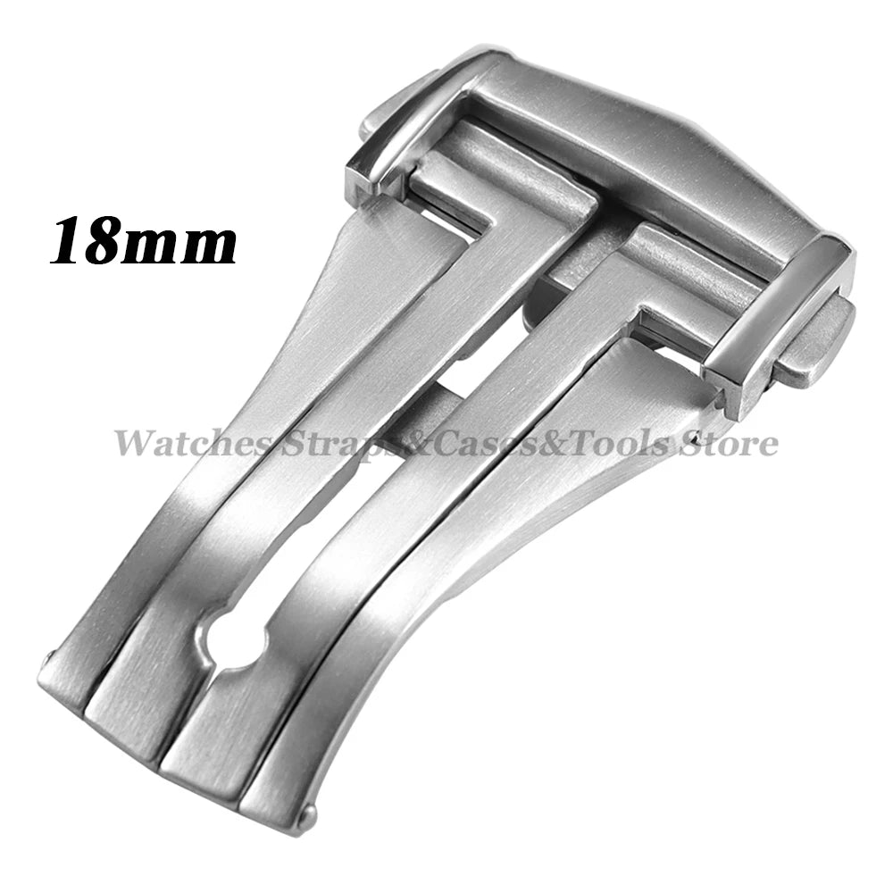 Stainless Steel Watch Buckle Double Press Folding Buckle 18mm 20mm for Omega Matte Deployment Clasps Brushed  Button Accessories