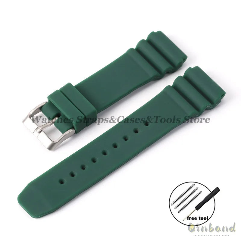 Soft Silicone Watch Band 22mm for Seiko for Rolex Waterproof Camouflage Rubber Watch Strap Bracelet Sport Watch Replacement Belt