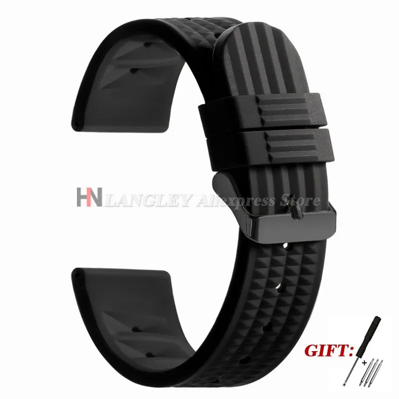 Soft Rubber Waffle Watch Band 20mm 22mm for Seiko for Rolex Water Ghost Sport Silicone Wristband Men's Replacement Strap Premium