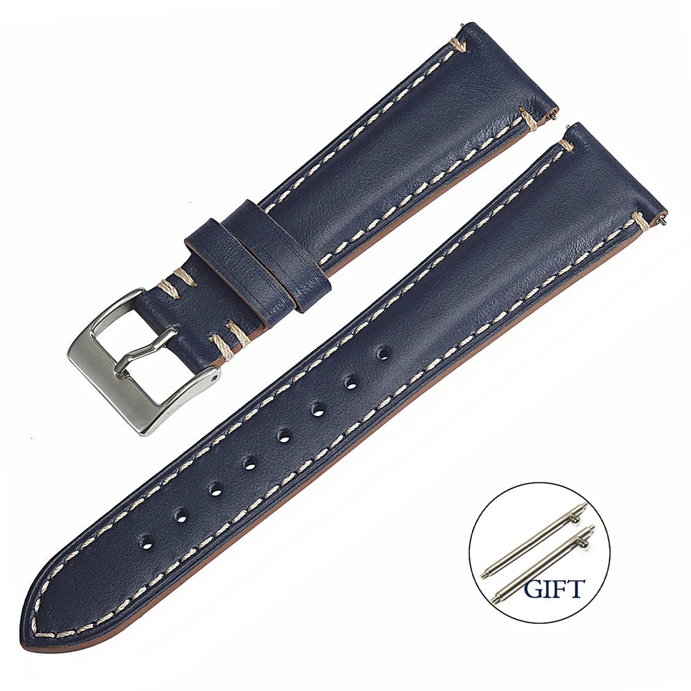 Retro Cowhide Watch Strap for Seiko for Casio 20mm 22mm 24mm Watch Accessories Men Women Red Wrist Belt Bracelet