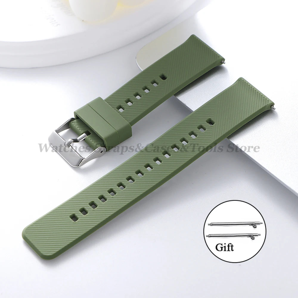 Soft Silicone Watchband Strap 18mm 19mm 20mm 21mm 22mm for Omega for Seiko Quick Release for Smartwatch Men's Universal Bracelet