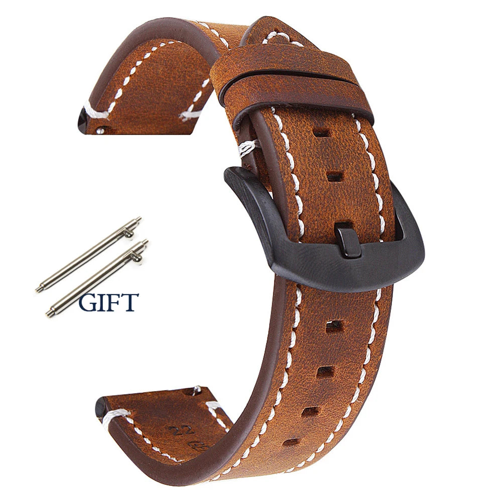 Watchband 18mm 19mm 20mm 21mm 22mm 24mm Wrist Belt for Huawei 42mm 46mm Black Yellow Brown Strap for Samsung Galaxy