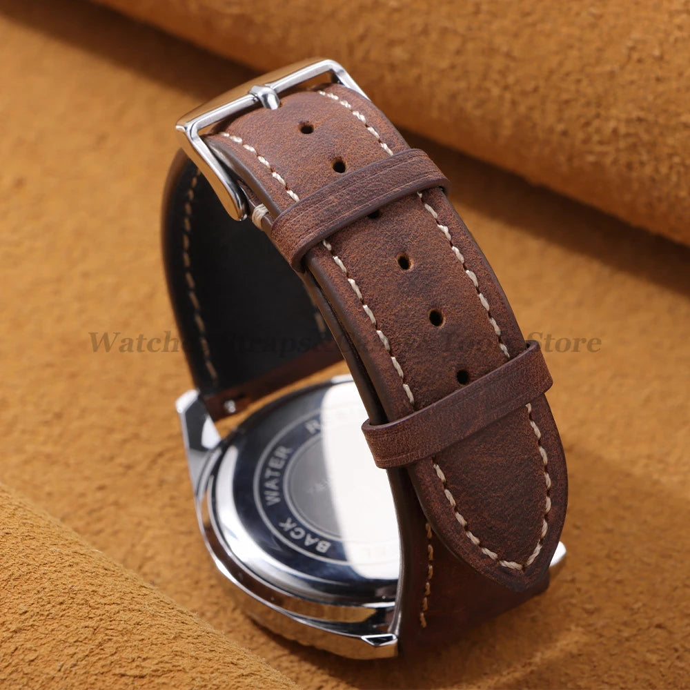 Cowhide Leather Watch Strap 14/16/18/24/22/20mm for Samsung Galaxy Watch7/6/5 Band for Xiaomi Redmi Watch Quick Release Bracelet