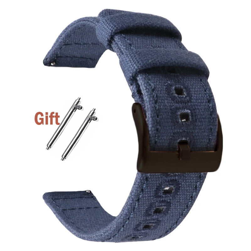 Braided Canvas Watch Band for Samsung Galaxy 3/4 40mm 44mm Classic 46/42mm Quick Release Bracelet for Huawei Strap18mm 20mm 22mm