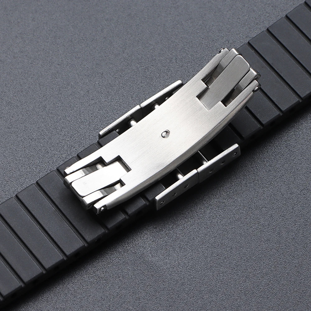 16mm 18mm 20mm Stainless Steel Watchband Buckle for Seiko Watch Double Click Butterfly Clasp Lock Button for Diving Diver Buckle